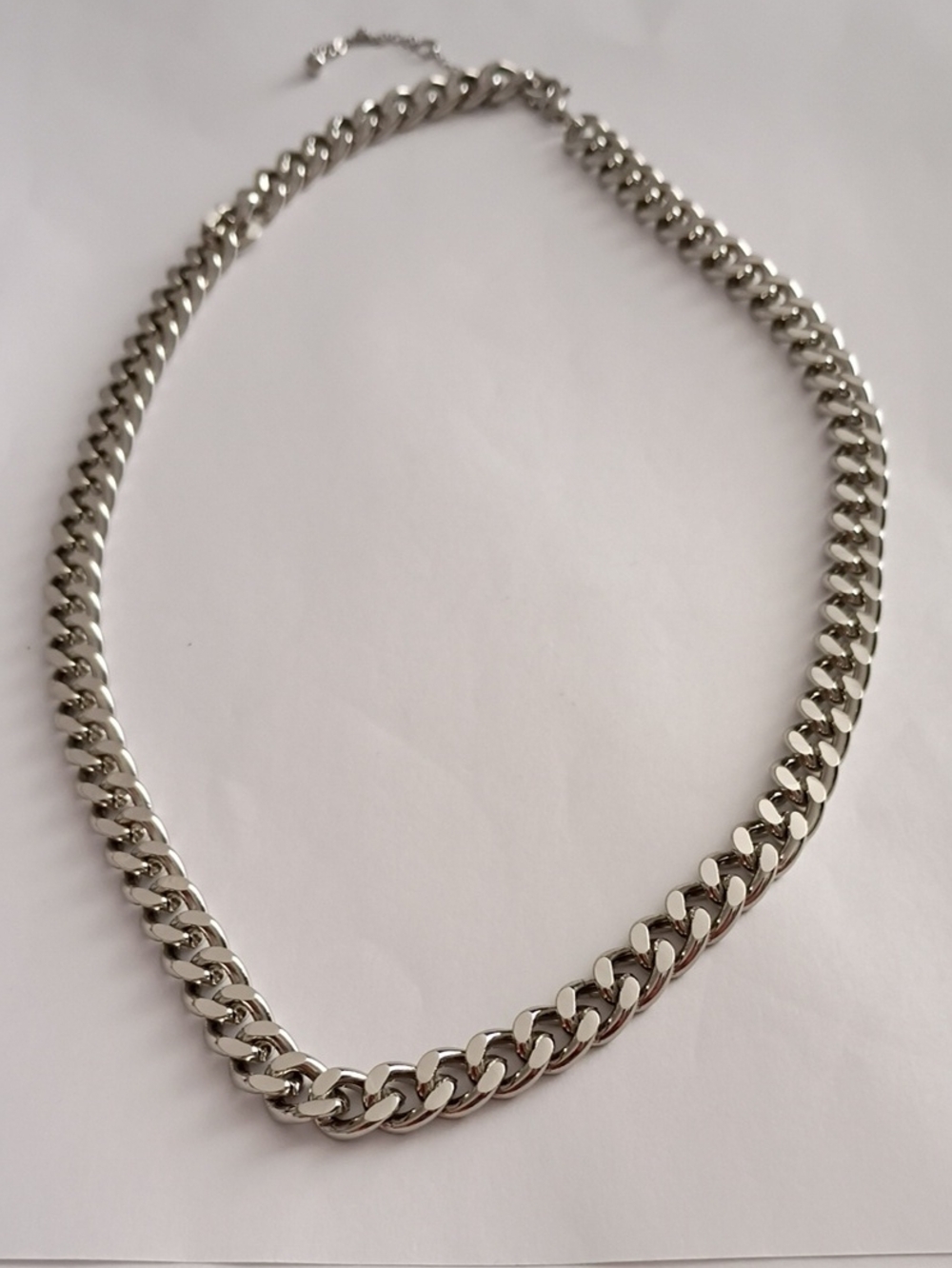 Polished Silver Cuban Link Necklace for Women